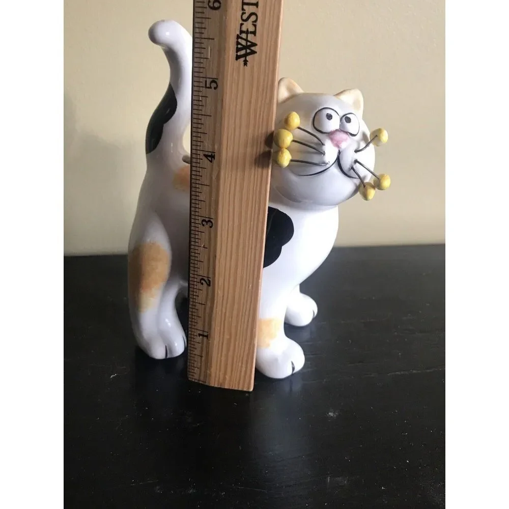 Ceramic Calico Cat Bank with‎ Wire & Ceramic Whiskers with Stopper